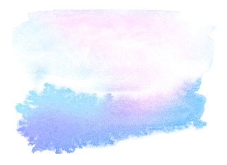 Multicolored watercolor stains in pastel colors with natural stains on a paper basis. Abstract background with unique streaks of paint. Isolated frame for design.