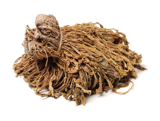 plum dried vegetables on white background