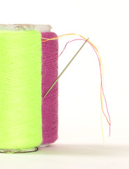 Color sewing thread with needle