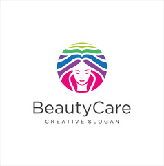 Beauty care logo icon design . Feminine Logo illustration . beauty salon logo concept .Skin care Women templet icon