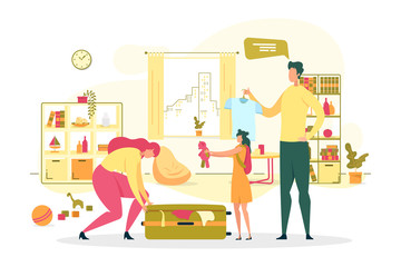 Family Summer Vacation Travel Flat Vector Concept