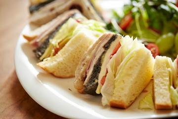 Ham and cheese sandwich with salad 