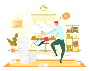 Big Troubles at Office Work Flat Vector Concept