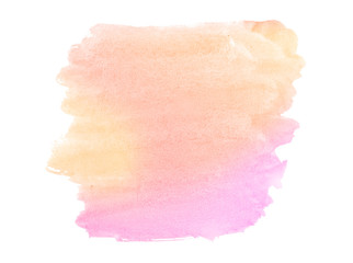 Multicolored watercolor stains in pastel colors with natural stains on a paper basis. Abstract background with unique streaks of paint. Isolated frame for design.
