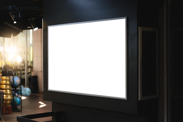 blank advertising billboard at airport,Mock up Poster media template Ads display in Subway station escalator