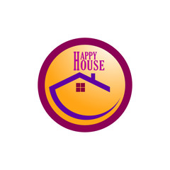 Happy house real estate construction building company vector logo icon