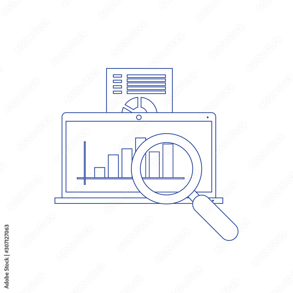 Poster concept of website analytics search information. concept of line icon