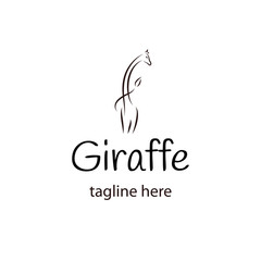 The giraffe's animal logo.  Isolated vector illustration. Simple silhouette of a giraffe