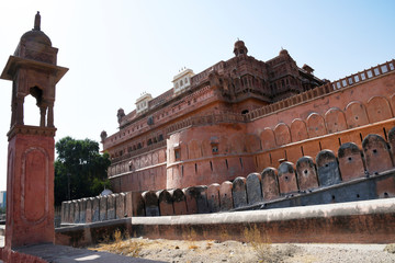 Junagadh Fort, road side view of fortification wall, Bikaner, Rajasthan, India