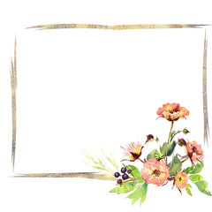 Wedding frame wreath bridal romanric rustic warm bouquet. Hand drawing watercolor pink and purple and orange flowers ornament