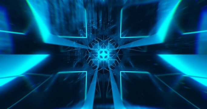 Abstract Blue Laser Lights. Laser Tunnel. Strobe Lights. VJ Loop