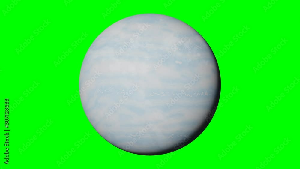 Wall mural planet uranus rotating, solar system world in outer space isolated on green screen background, 4k lo