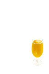 Glass with light beer on a white background