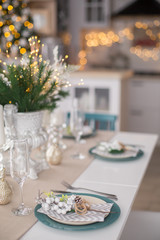 table setting christmas light colors home family holiday dinner , christmas tree, table setting, cutlery