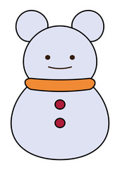 かわいい　ねずみ　雪だるま