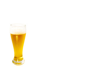 Glass with light beer on a white background