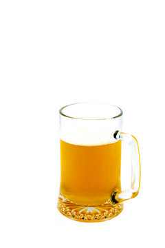 Mug with light beer on a white background