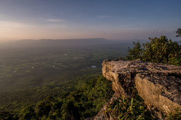 Sunset at viewpoint of Phu Laenkha National Park, Chaiyaphum Province, Thailand.