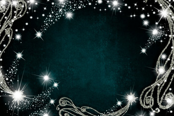 Dark green luminous background, copy space.