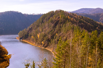 man's loop and autumn forest