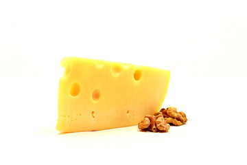 Photo of beautiful cheese isolated on a white background