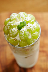 Muscat grape parfait in glass 