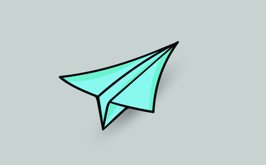 Isometric outlined paper plane isolated on white. Line art. Game, transportation, travel, flight, start and delivery concept. Flat design. EPS 8 vector illustration, no transparency, no gradients