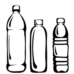 Plastic bottles, line art, vector.