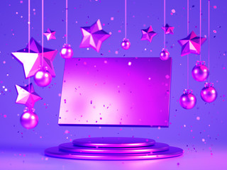 Beautiful luxury New Year Christmas holiday background. 3d illustration, 3d rendering. 3d illustration, 3d rendering.