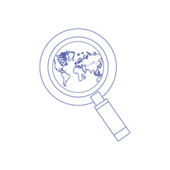 Global search flat design concept. Concept of line icon