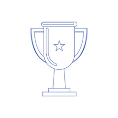 Trophy cup flat icon design with handles and blank nameplate. Concept of line icon