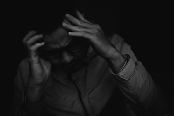 panic attacks alone young man sad fear stressful depressed emotion.crying begging help.stop abusing...