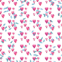 Fototapeta na wymiar heart pink seamless pattern colored background for design