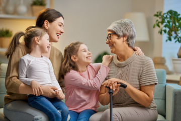 girls, their mother and grandmother