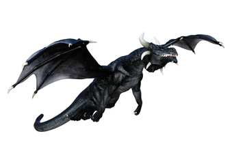 3D Rendering Fairy Tale Dragon on White