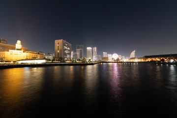 Naklejka premium 横浜 みなとみらい 夜景