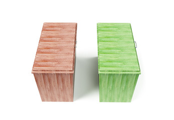 3d rendering of a light-green trash can isolated on white background. Pick up trash.