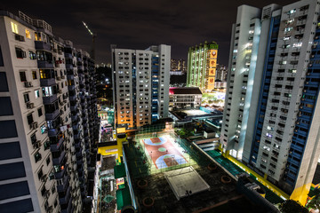 Fototapeta na wymiar Singapore Urban Skyline and Buildings at Dusk