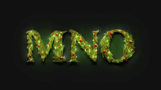 Decorative M N O letters, christmas font mockup darkness