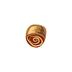 Chocolate roll with cream. Food vector icon
