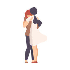 Woman Embracing Crying Female and Soothing Her Vector Illustration