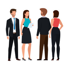 Obraz premium business people meeting avatar character vector illustration design