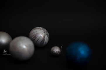 Fototapeta na wymiar Christmas glass silver and blue balls