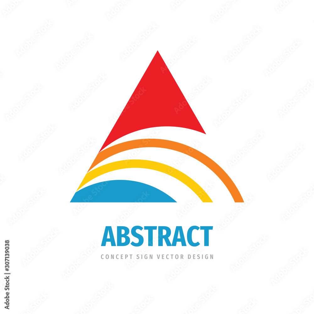 Poster development progress - business vector logo template. abstract triangle sign. stylized pyramid struc