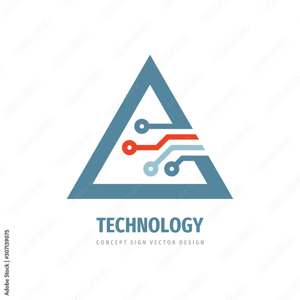 Poster electronic technology - vector logo template for corporate identity. abstract digital chip sign. net