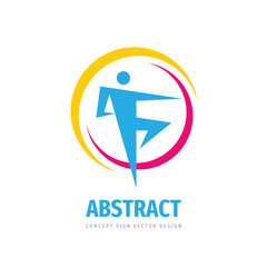 Abstract human character - concept business logo template vector illustration. Running man creative sign. Active sport fitness symbol. Graphic design element. 