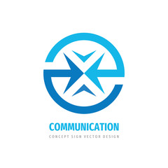Communiction business logo design. Abstract arrows in circle - creative sign. Development strategy symbol. 