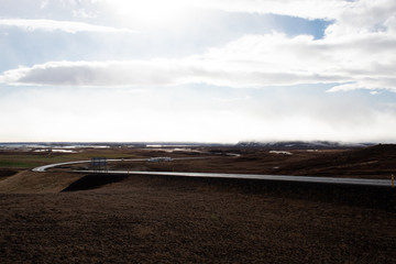 road in iceland near crater