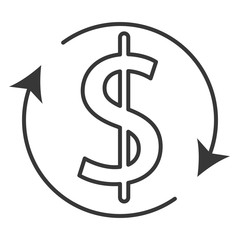 dollar money symbol with arrows