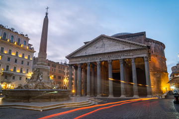 Fototapeta na wymiar View of Pantheon basilica in centre of Rome in the morning. Italy.